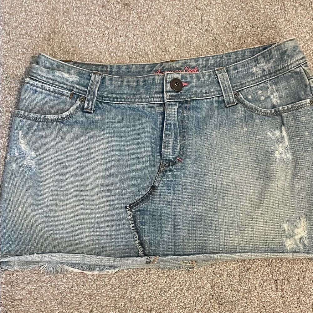 American Eagle Distressed Denim Mini Skirt